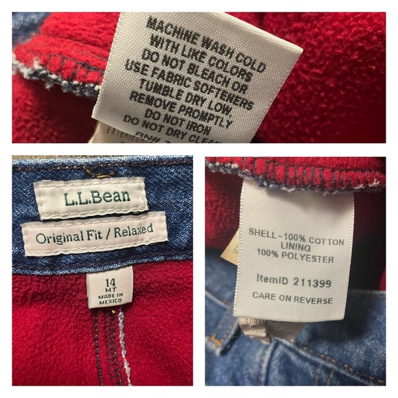 VTG LL Bean Flannel Lined Jeans Blue - Picture 13 of 14